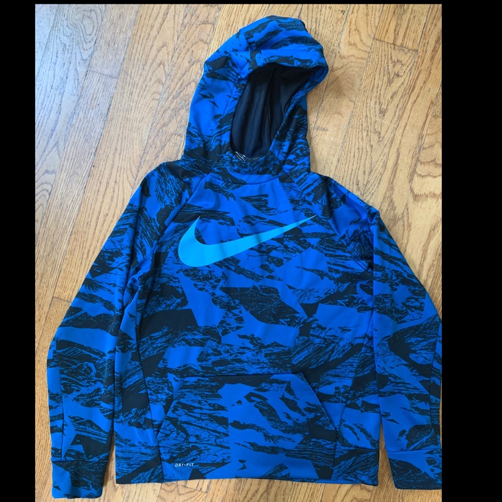 Boys Nike Hoodie Dri Fit XL fits like Large Blue
